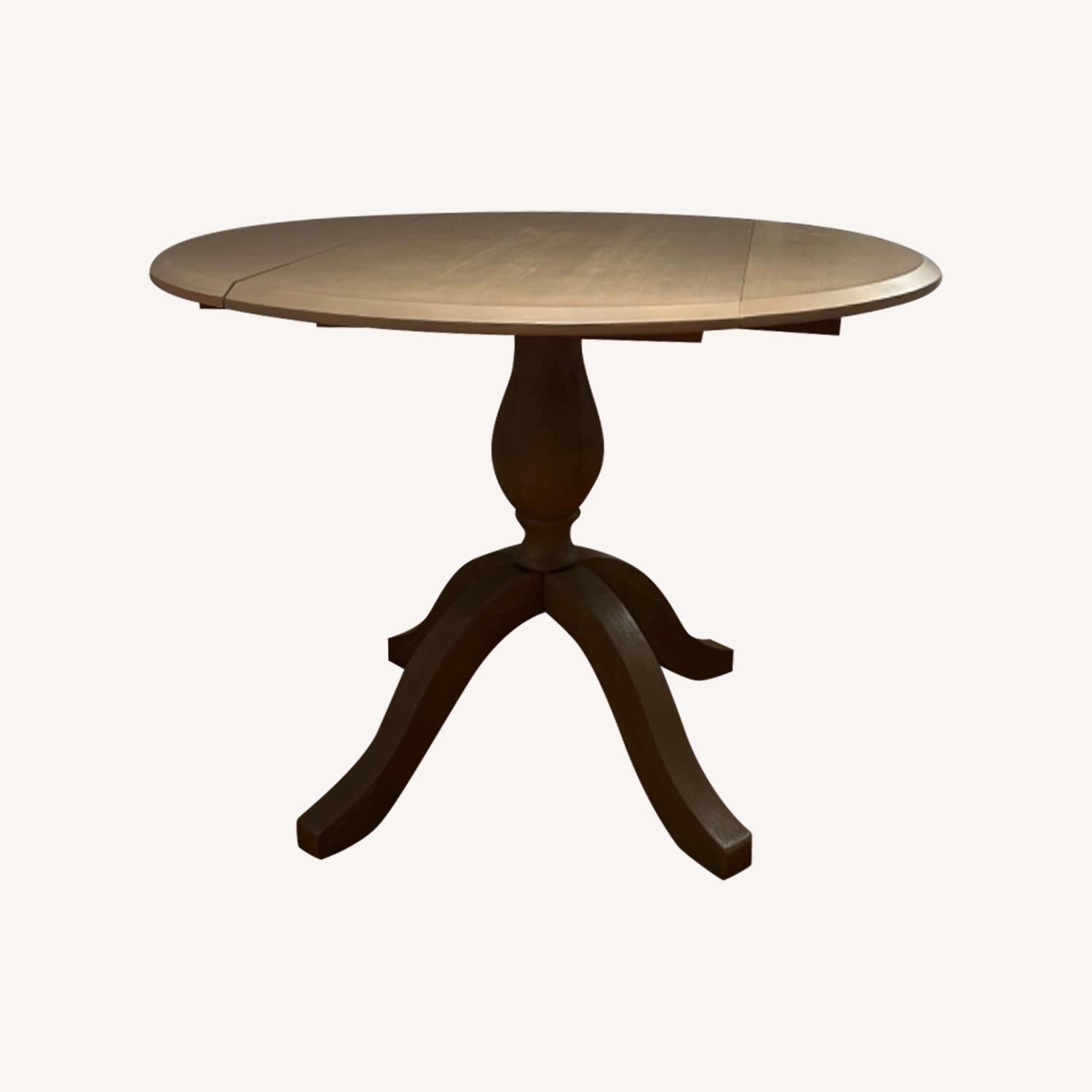 42" Round Drop Leaf Wood Pedestal Dining Table - image-0