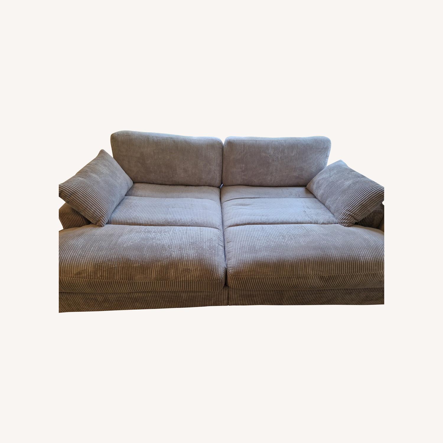90'' Corduroy Sleeper Sofa (Beige/Light Grey) - image-0