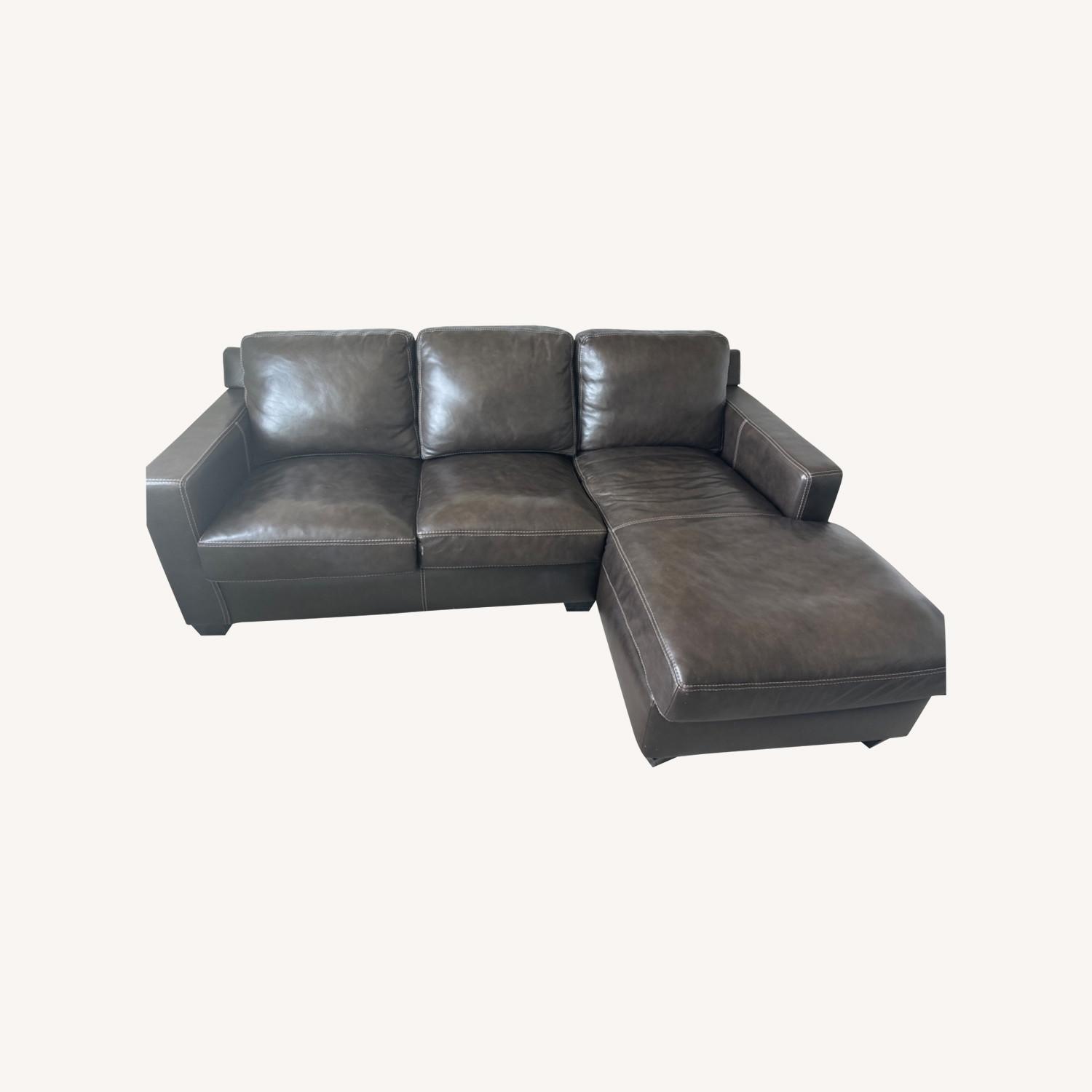 Leather Chaise Sofa - image-0