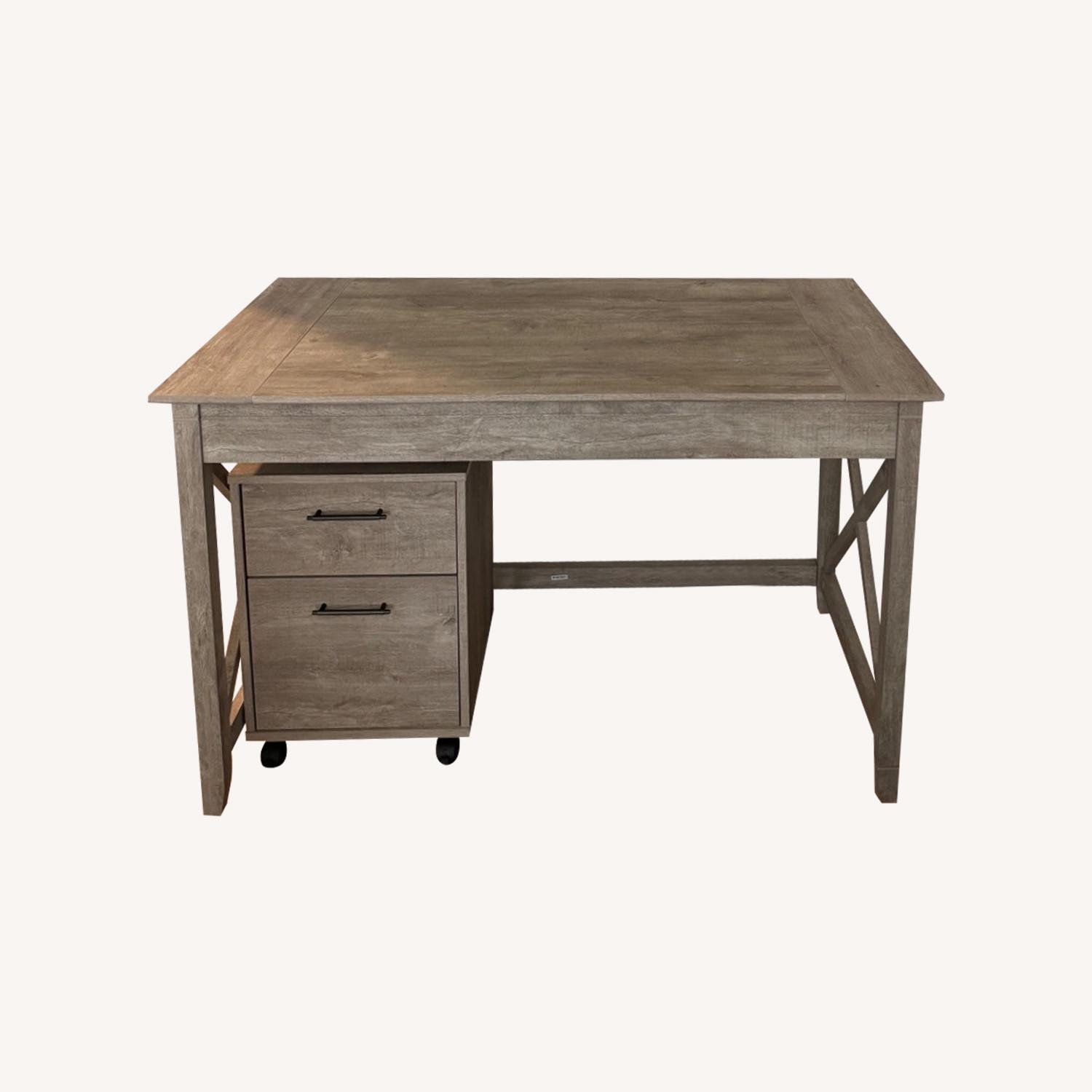 West Elm Desk with Side Drawer Table - image-0