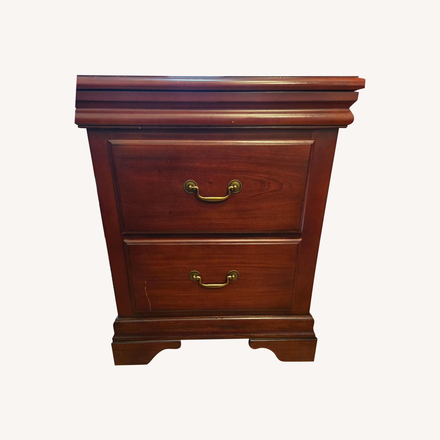 Cherry Wood Nightstand W Hidde drawer - image-0
