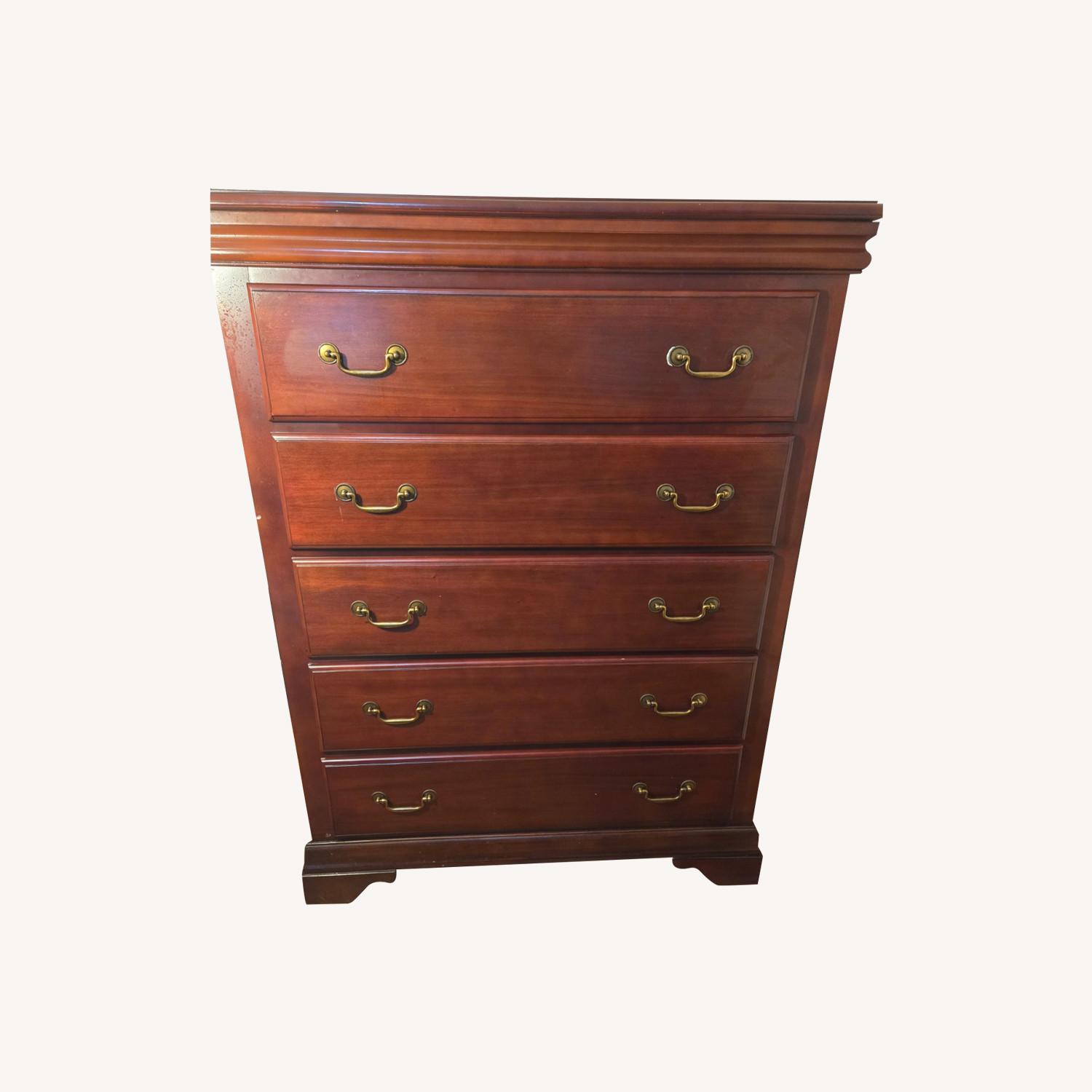 Cherry Wood Chest W Hidden Jewelry Drawer - image-0