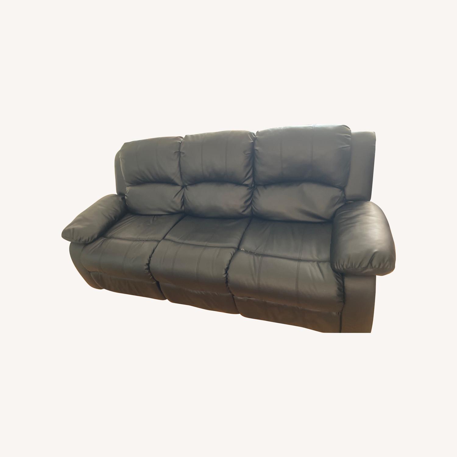 Black Leather Recliner Sofa - image-0