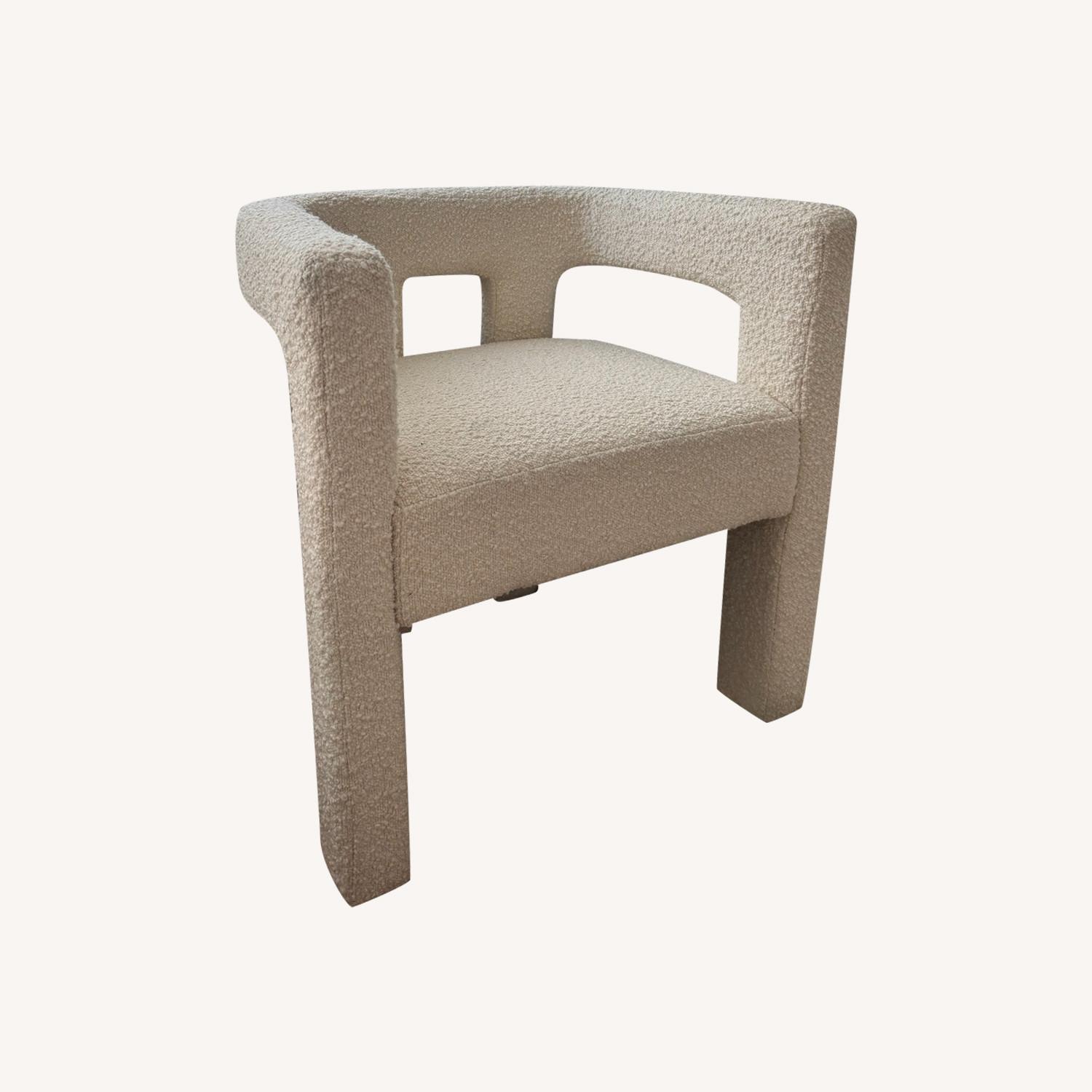 CB2 Stature Ivory Dining Armchair Cream Boucle - Main Image