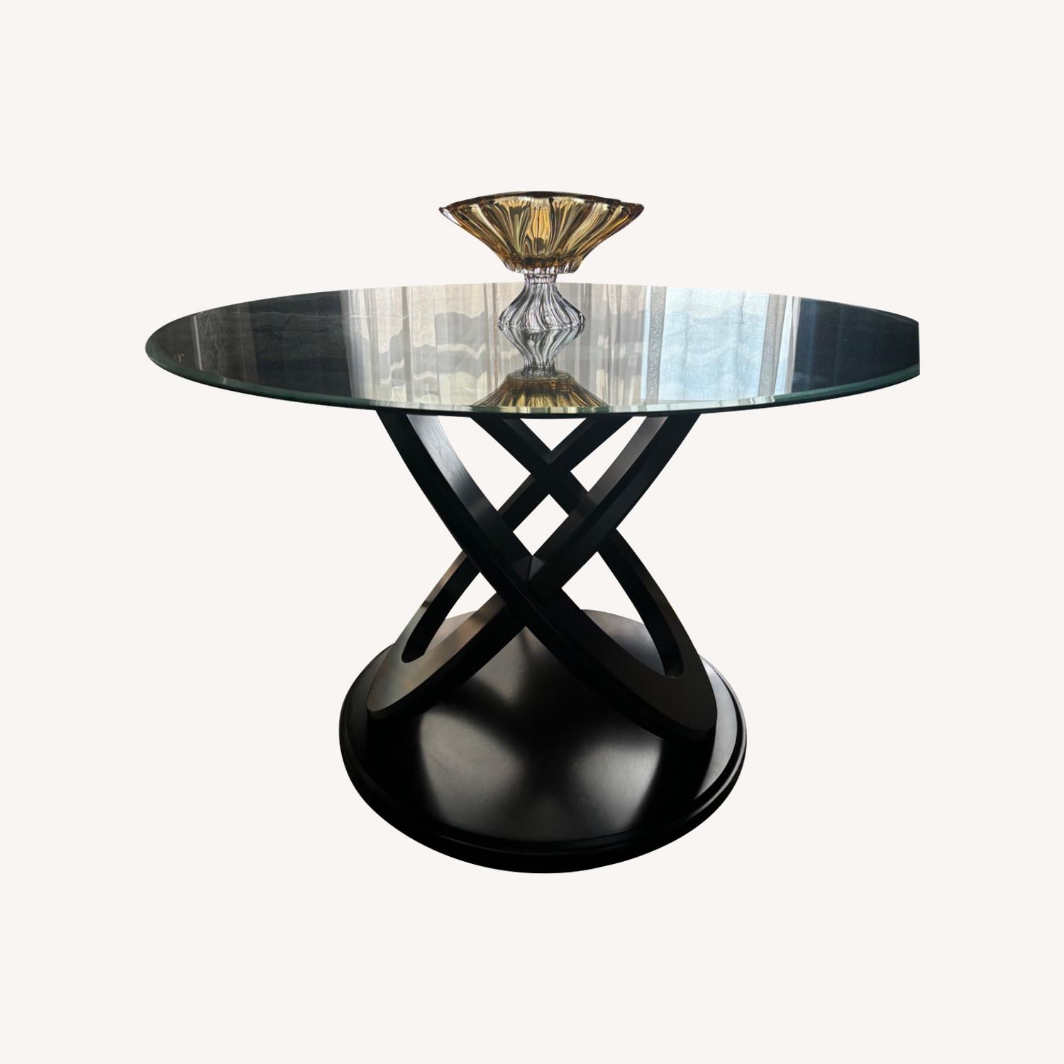 Glass Top Round Dining Table for 4 People - image-0