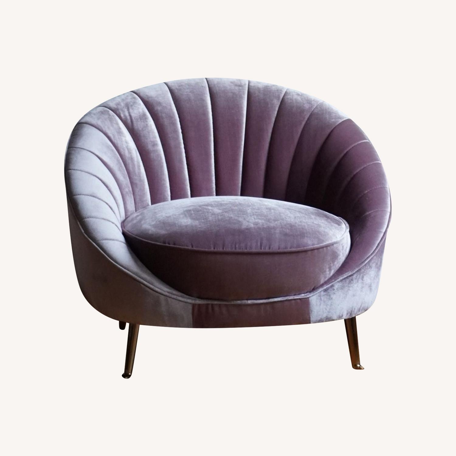 Modern Seashell Accent Chair in Pink Velvet - image-6