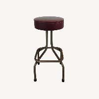 Mid Century Modern Bar Stool with Red Vinyl