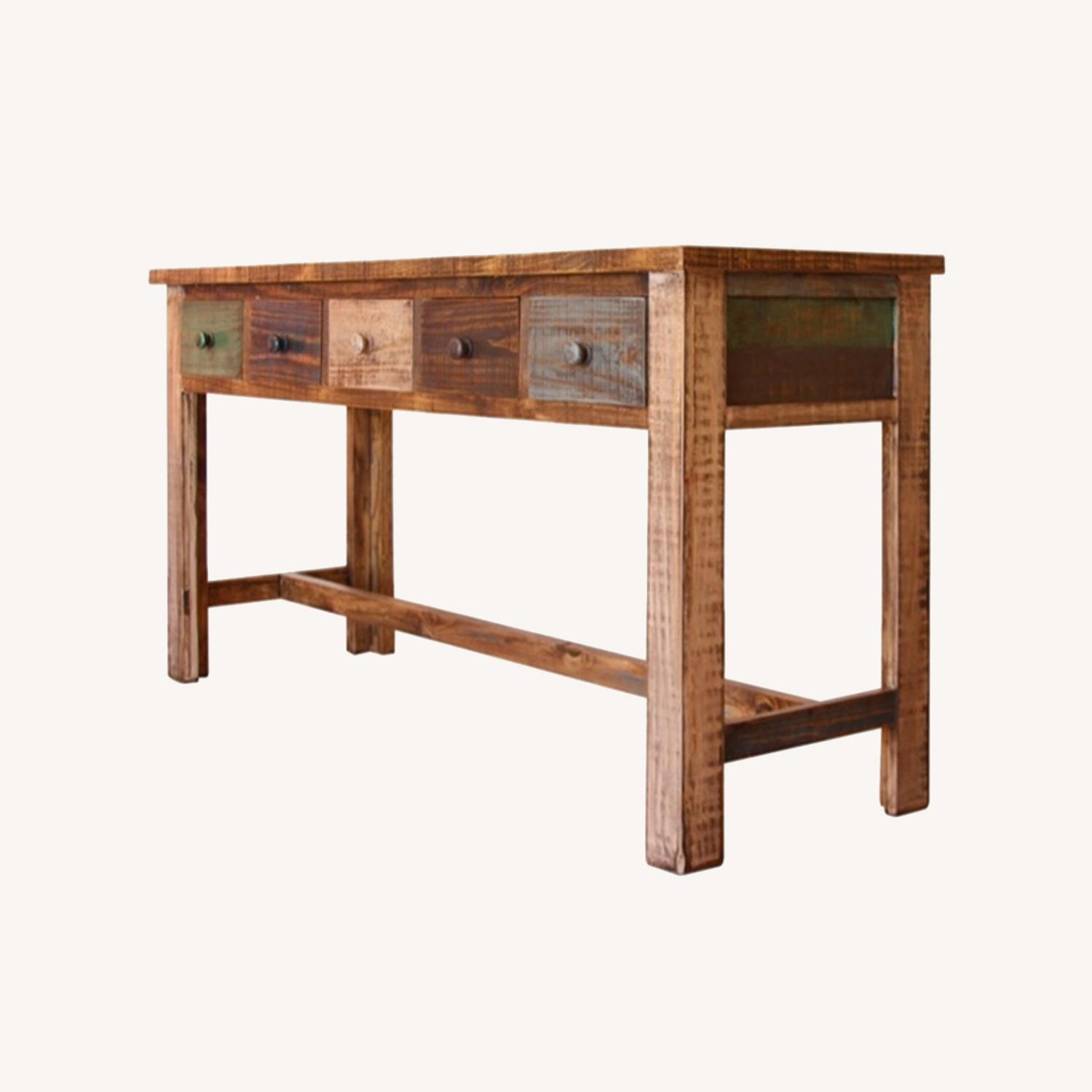 Rustic Console Table — Multi-Color Pine Wood - image-0