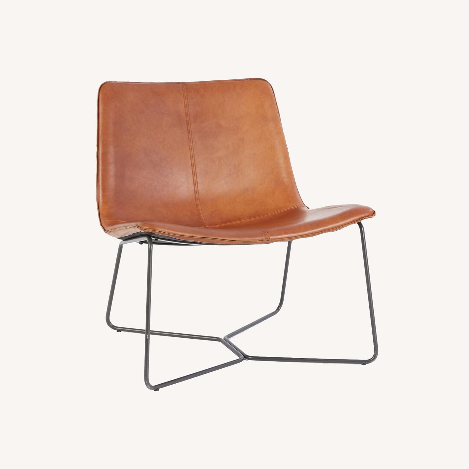 West Elm Slope Leather Lounge Chair - image-0