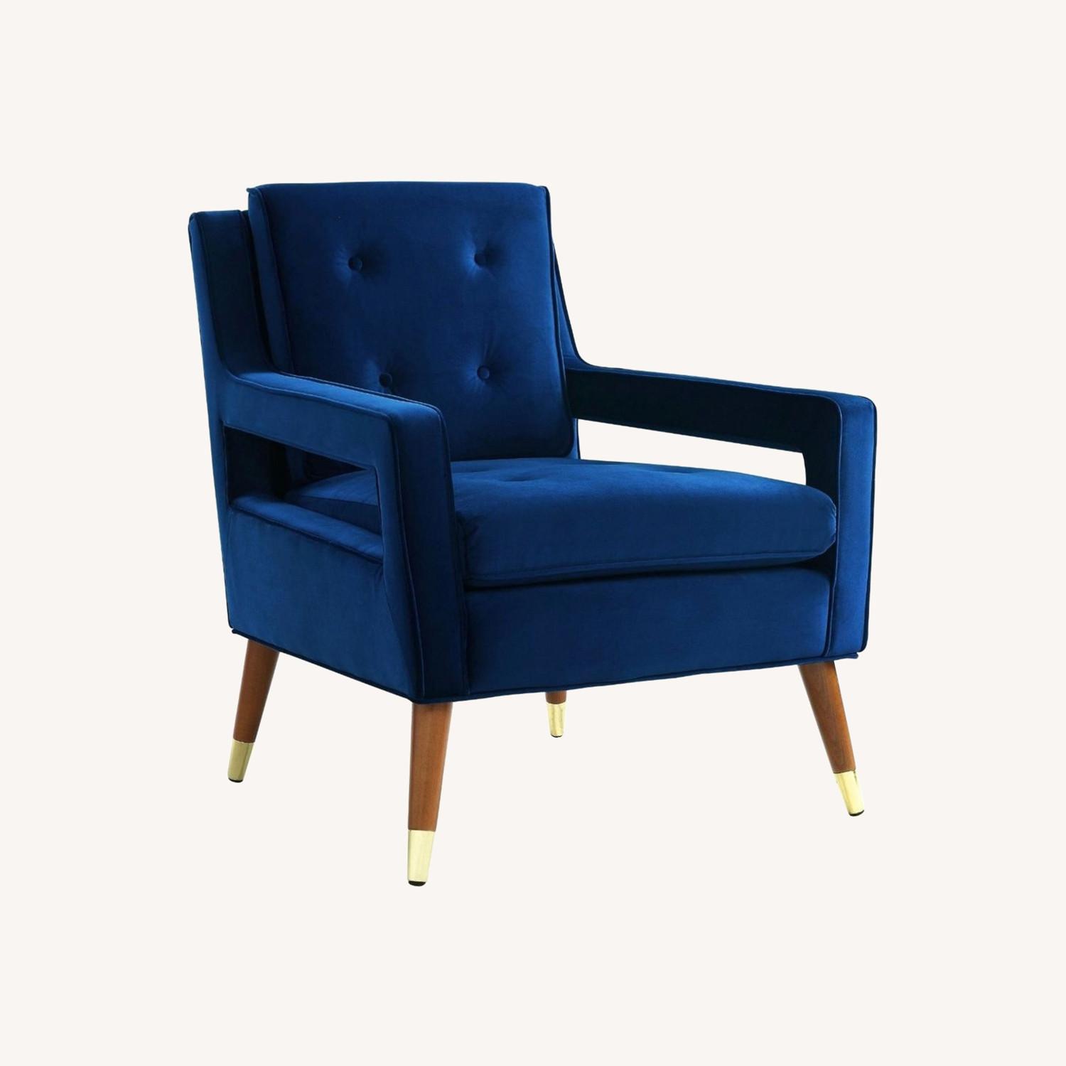 Blue Velvet Living Room Designer Accent Chairs - AptDeco