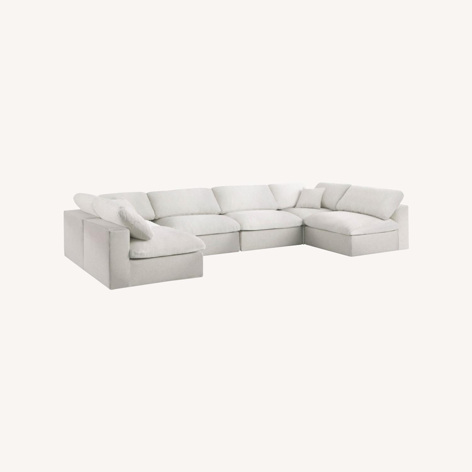 6-Piece Sectional Sofa In Cream Velvet Finish - image-11
