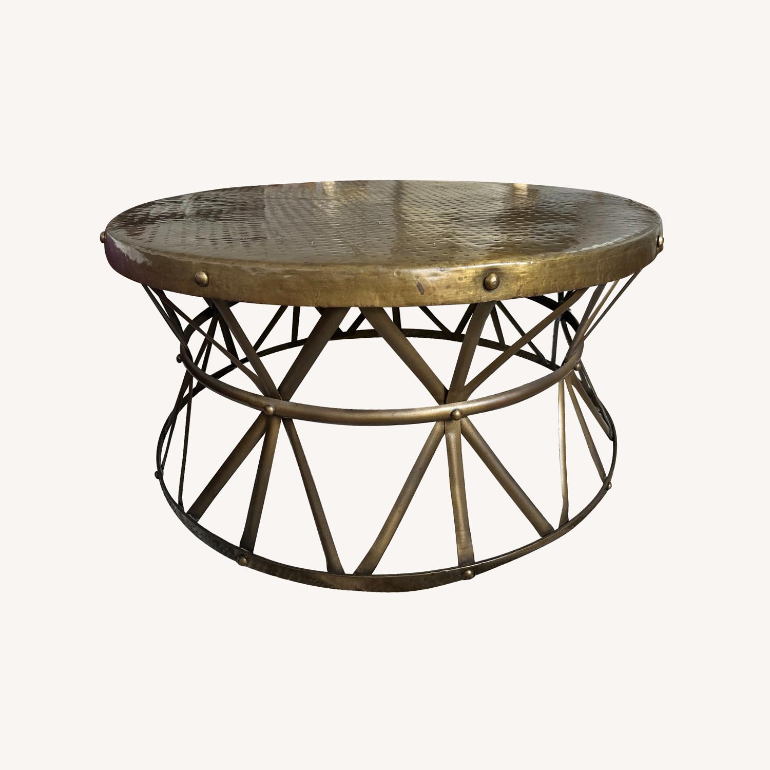 Brass Drum Coffee Table - Round - AptDeco