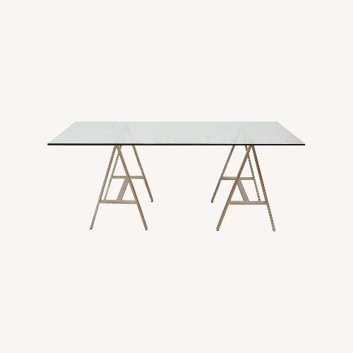 Used Milo Baughman Style Chrome & Glass A-Frame Table for sale on AptDeco