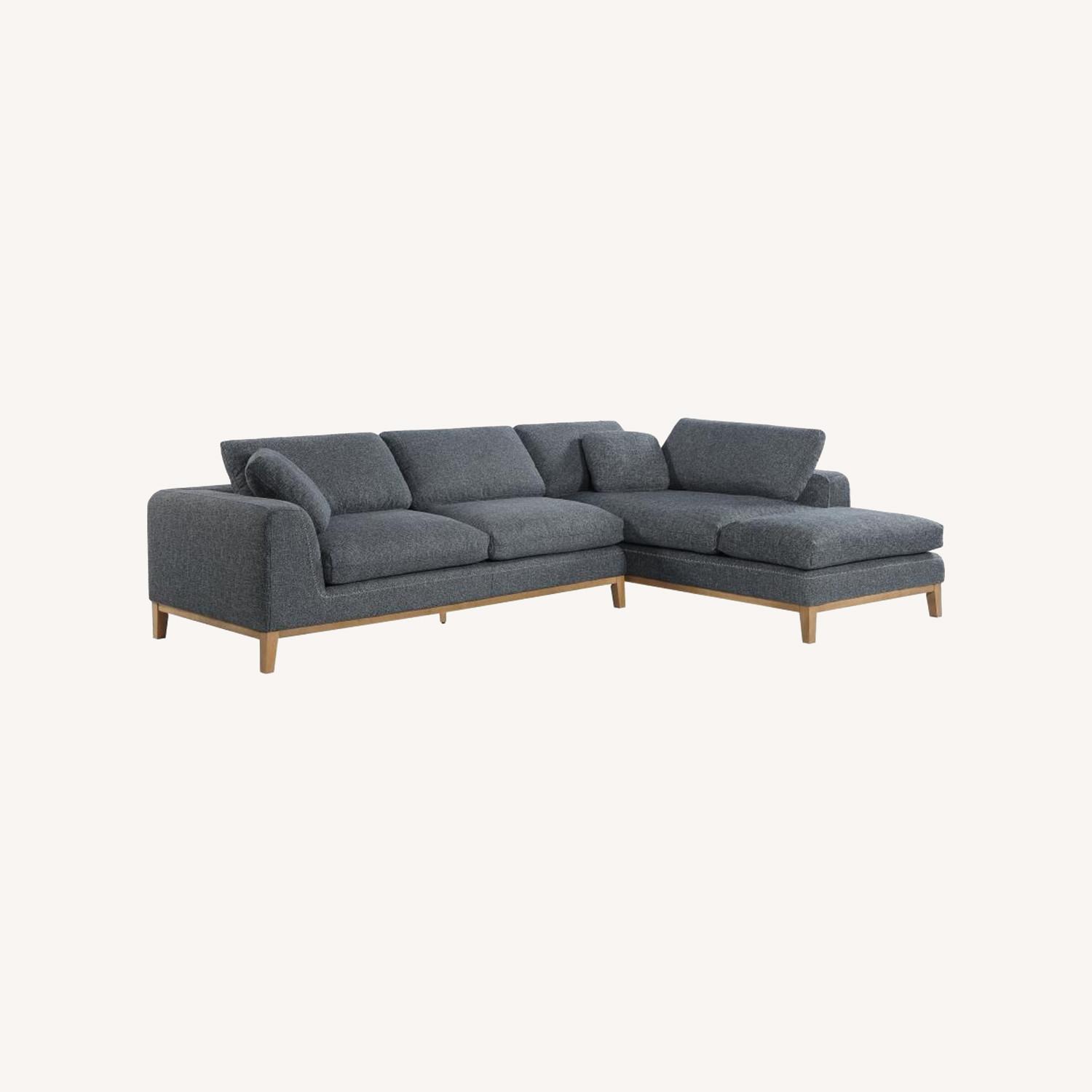 Mid-Century Style Sectional Sofa In Grey Fabric - image-9