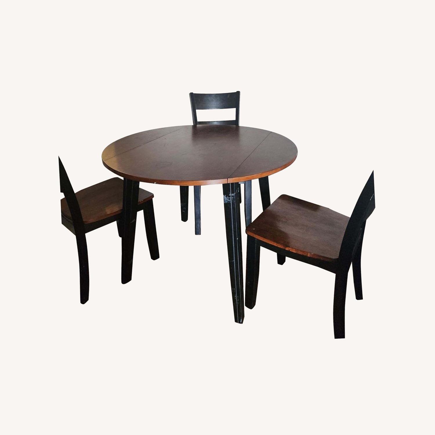 Bobs 5 Piece Cherry & Black Round Dining Set - AptDeco