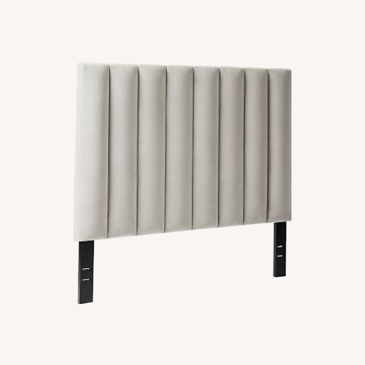 West Elm Dove Gray Channel Tufted Headboard - image-0