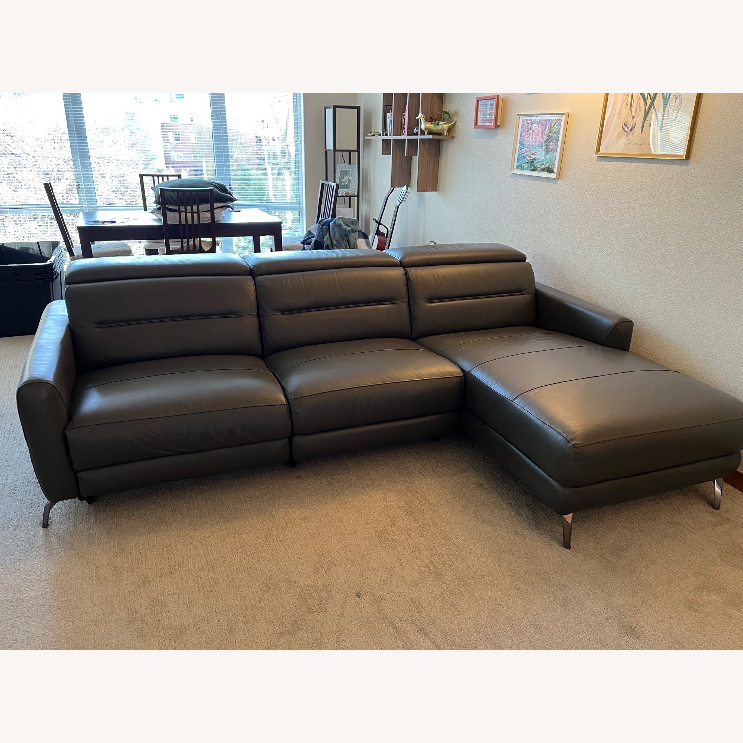 Dania Leather Right Facing Sectional  - image-1