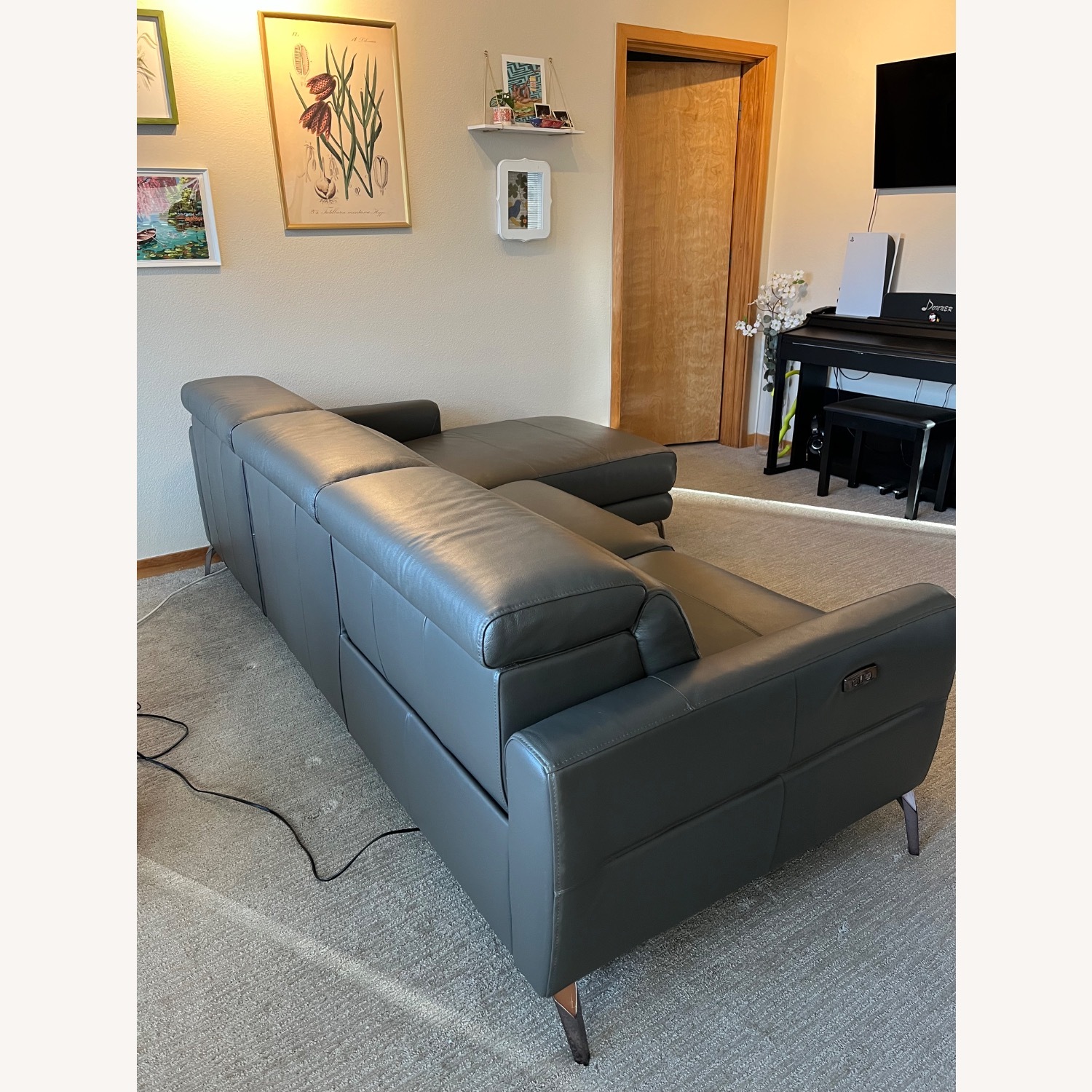 Dania Leather Right Facing Sectional  - image-2