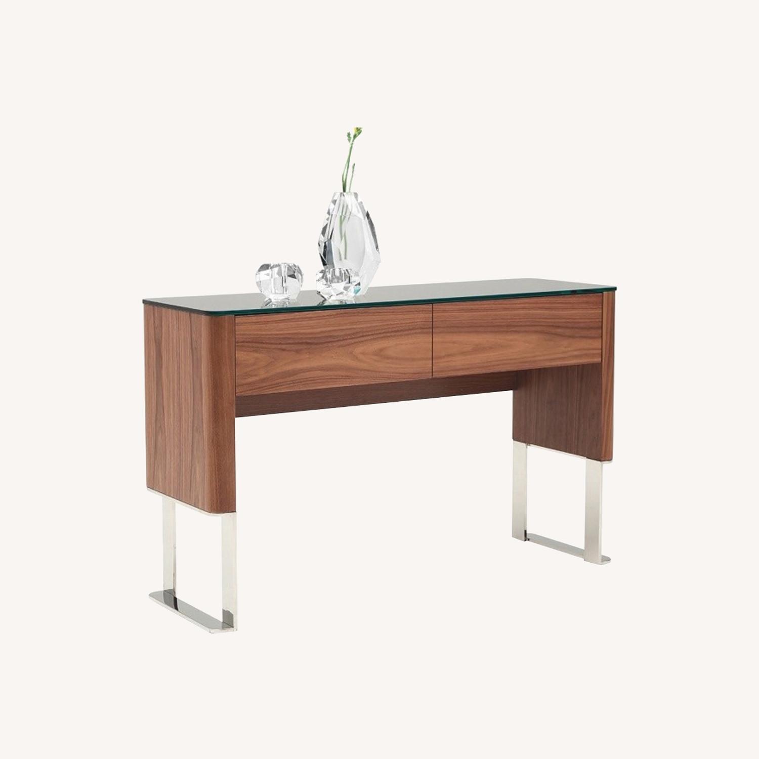 Modern Wood Console/ Sofa Table W Chrome Legs - image-0