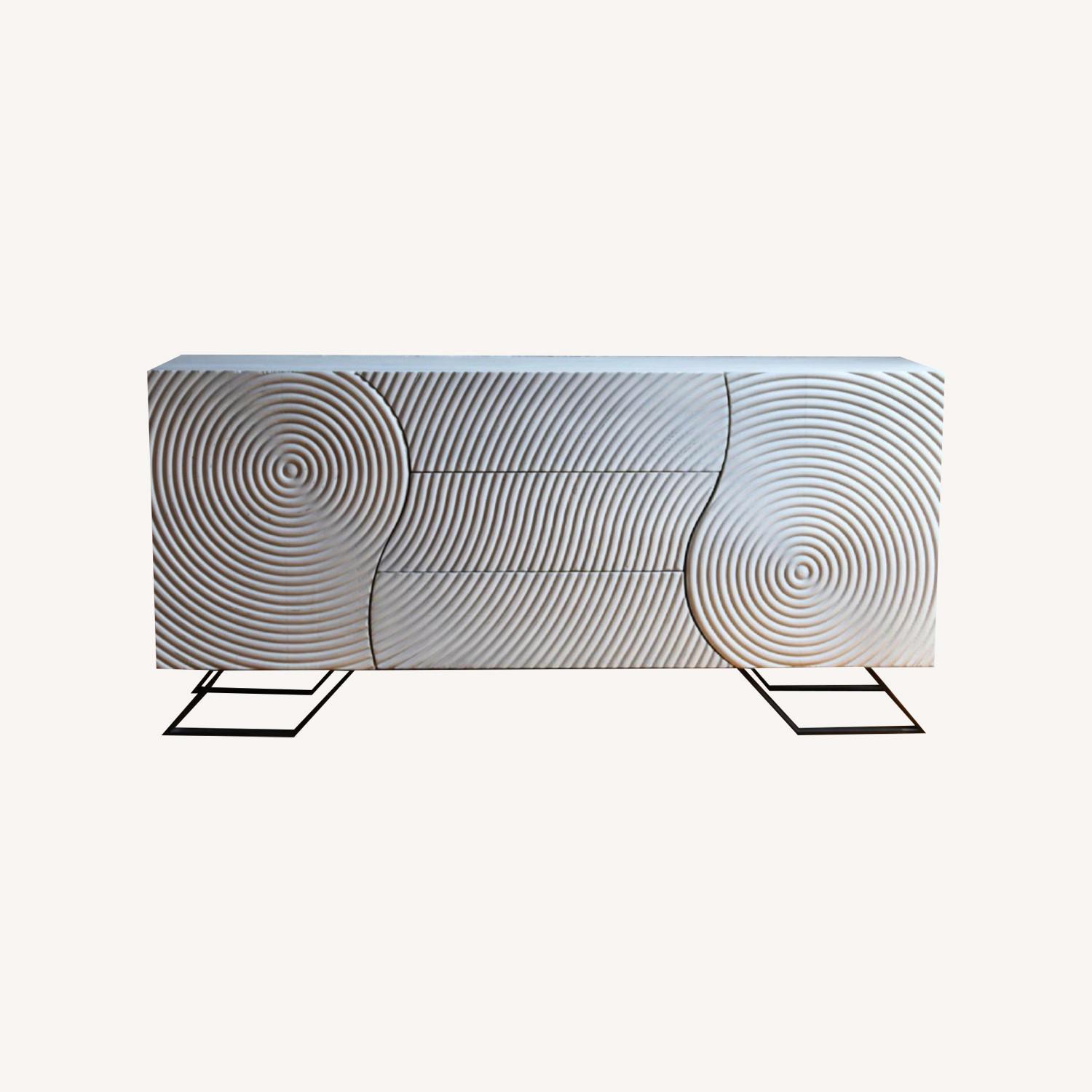 Modern Wooden Engraved Credenza Sideboard - image-9