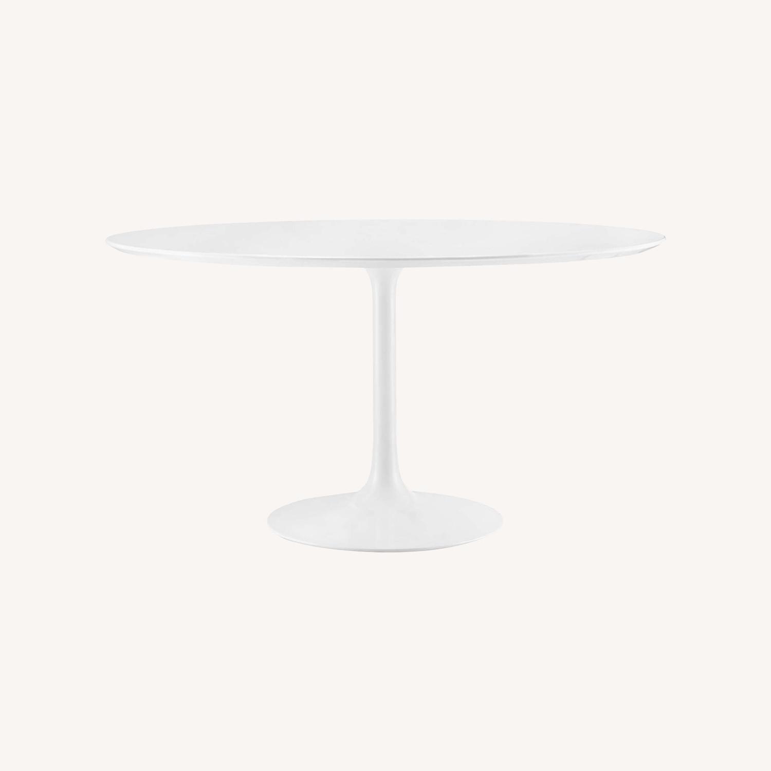 54" Tulip Style Dining Table In White Wood Finish - image-8
