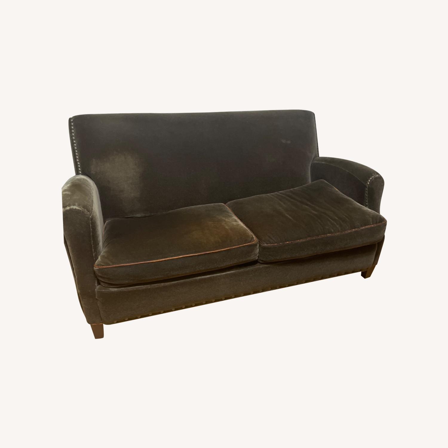 Crate & Barrel Dark Velvet Loveseat Sofa - image-0