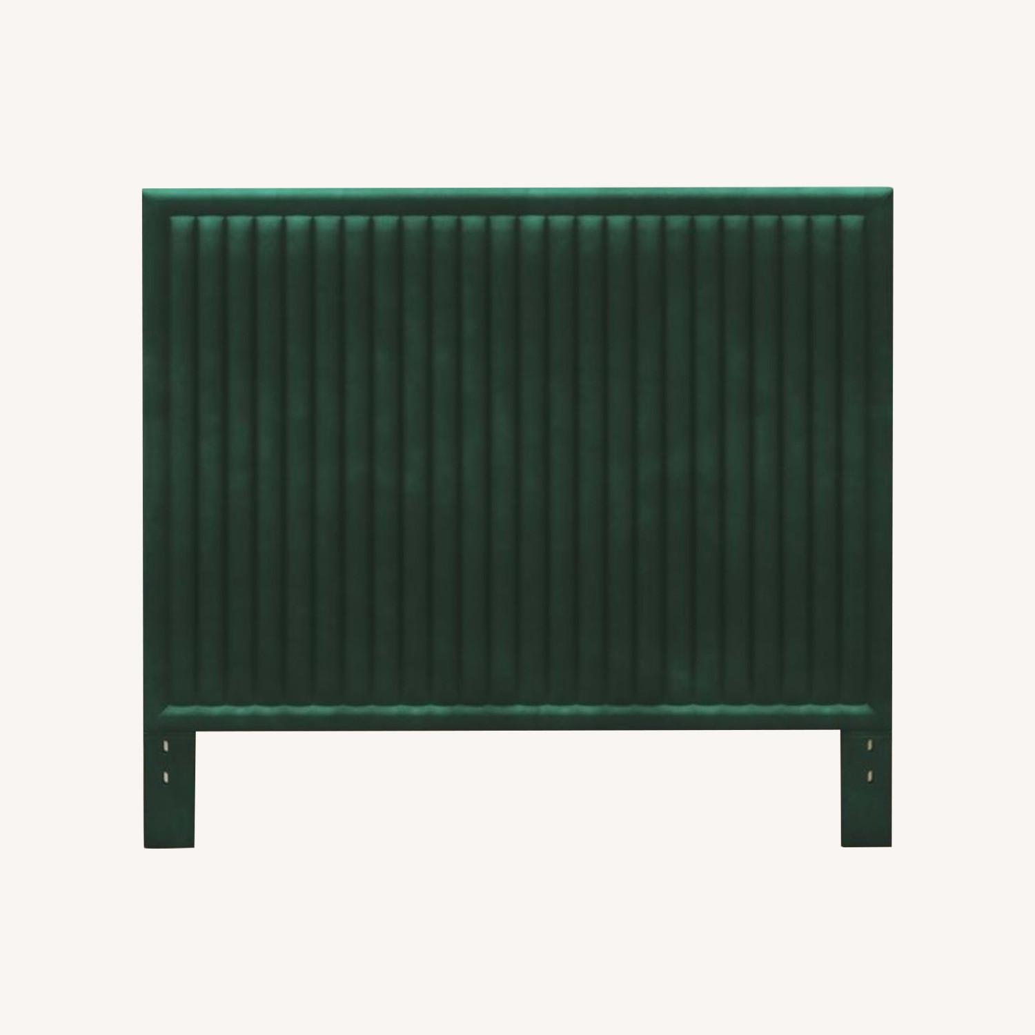 Green Velvet Queen CB2 Headboard - image-0