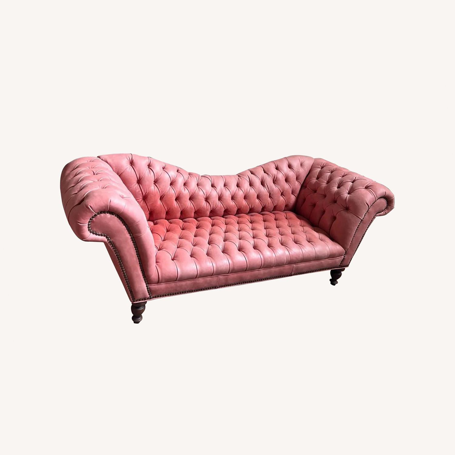 Blush Pink Leather Chesterfield Sofa Neiman Marcus - image-0