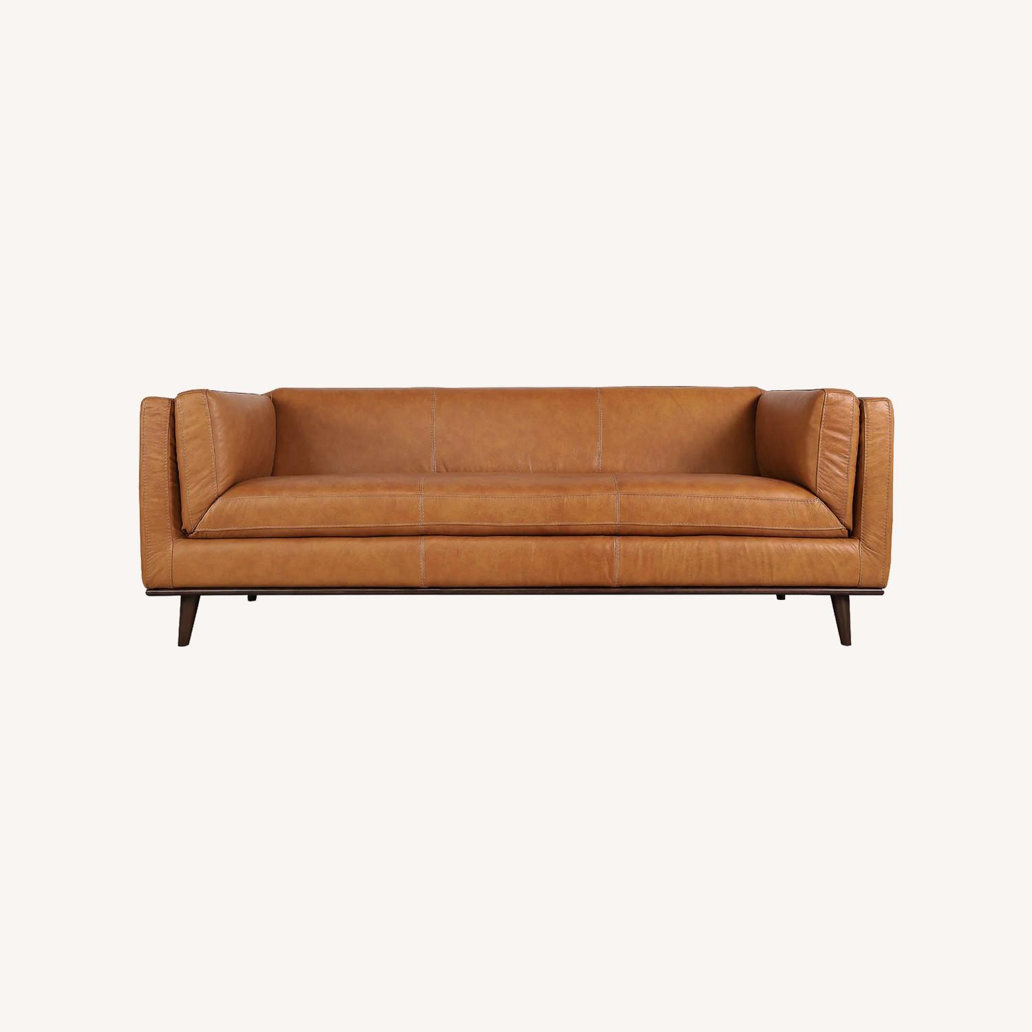 Brooklyn Tan Leather Sofa Couch - image-0