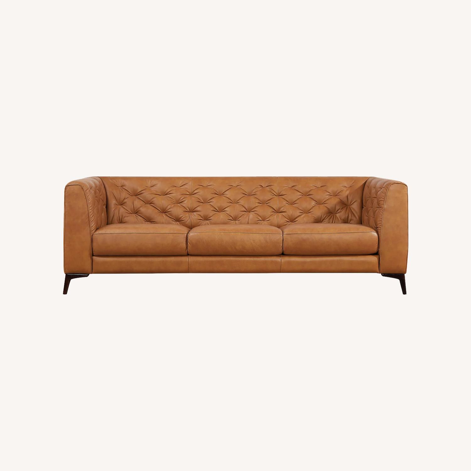 Fargo Tan Leather Sofa - image-0