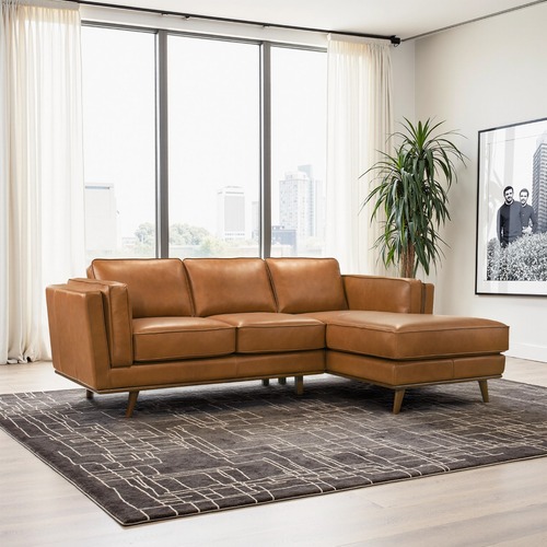 Used Ferre Leather Sectional Right Facing Chaise for sale on AptDeco