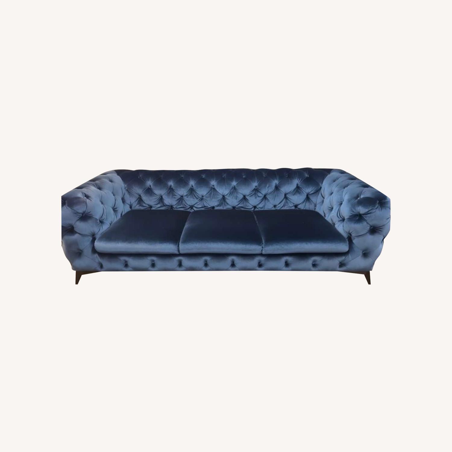 Divani Casa Blue Velvet Sofa - image-0