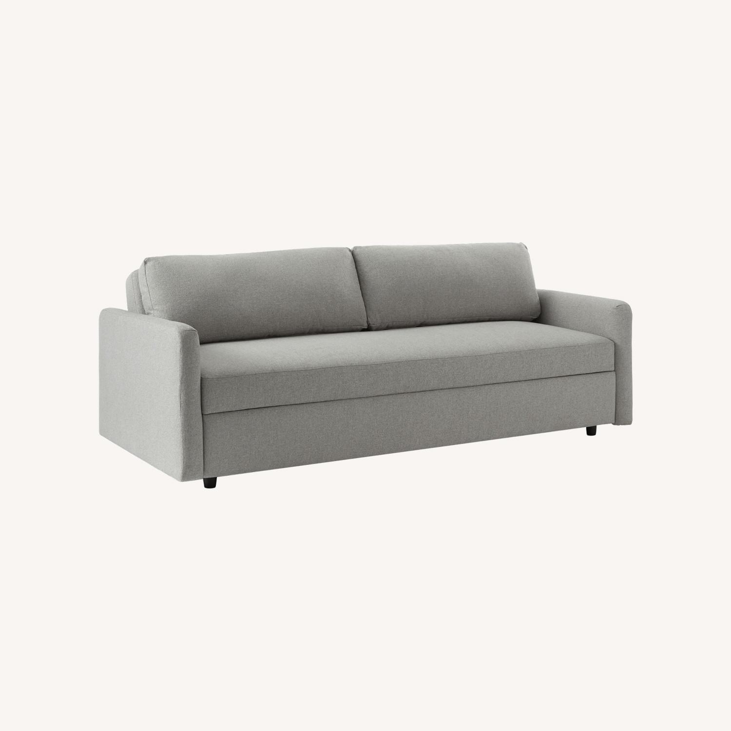 West Elm Grey Clara Futon Storage Sleeper Sofa - image-0