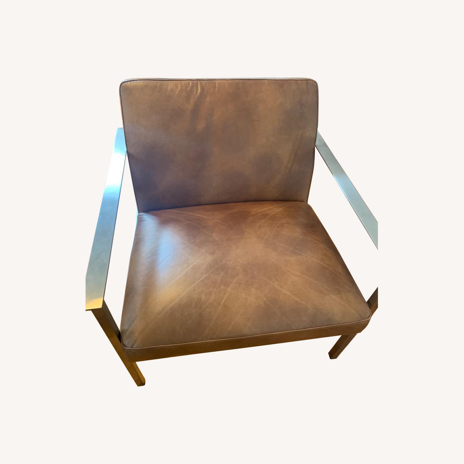 CB2 Cue Brown Leather Lounge Chair - image-0