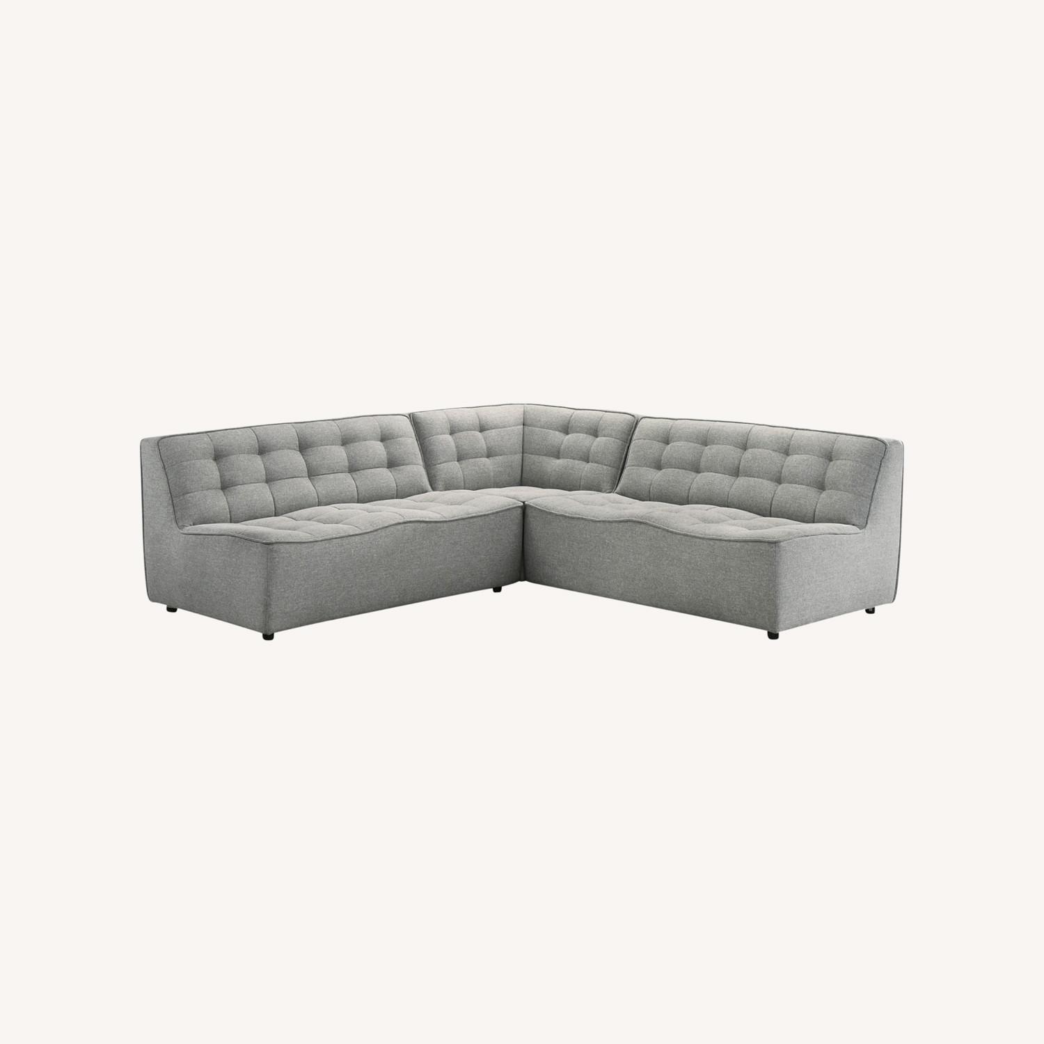 Linden Light Gray Linen Modular Corner Sofa - image-0