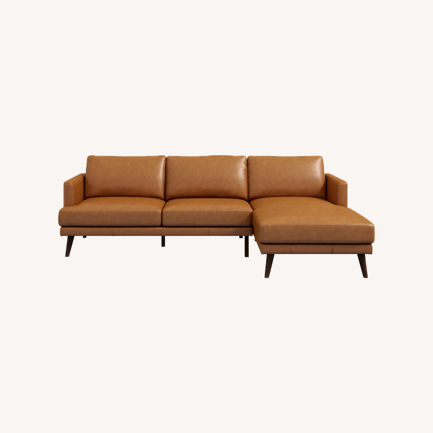 Lorena Tan Leather Sectional Sofa - image-0