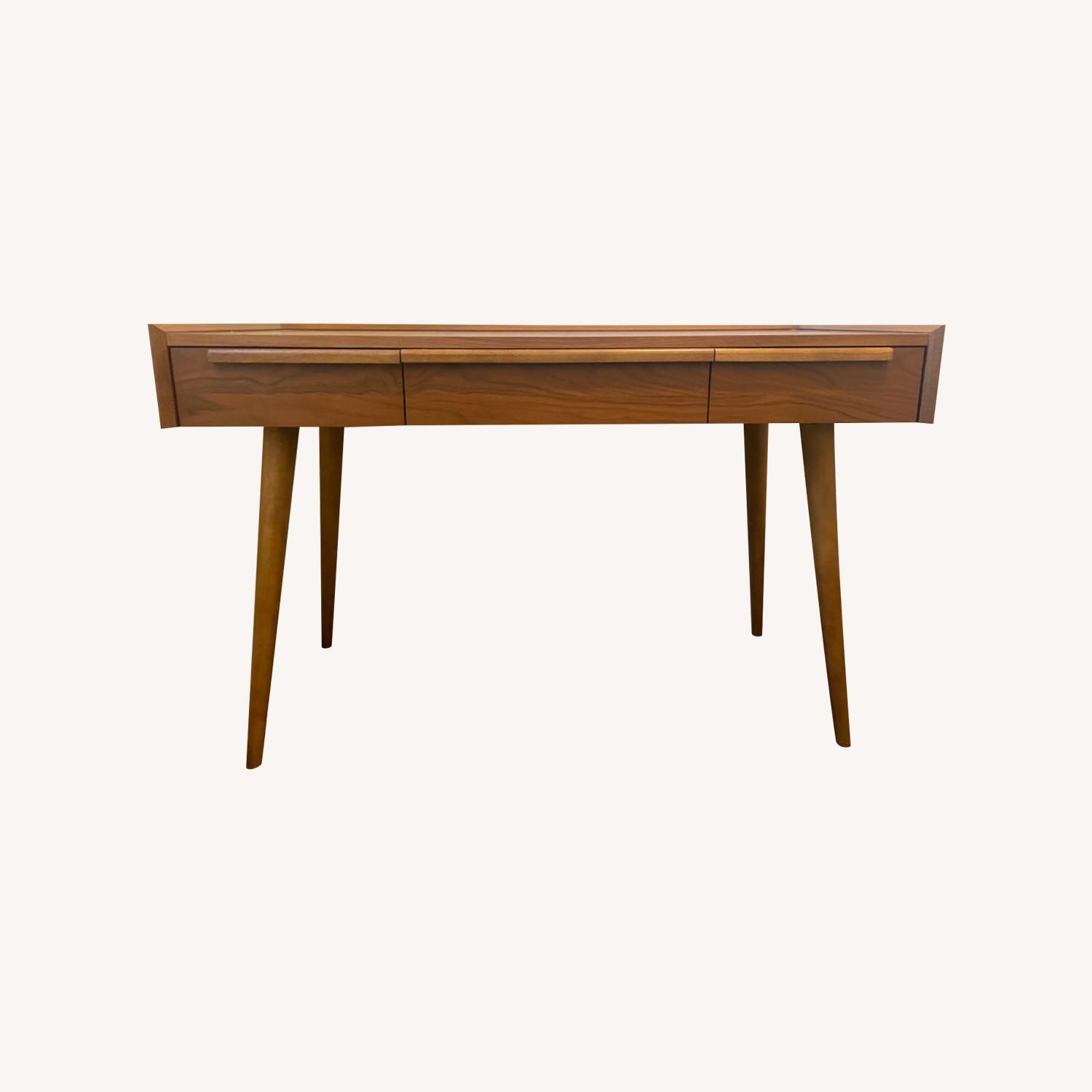 Crate & Barrel Tate 48" Walnut Desk with Outlet - image-0