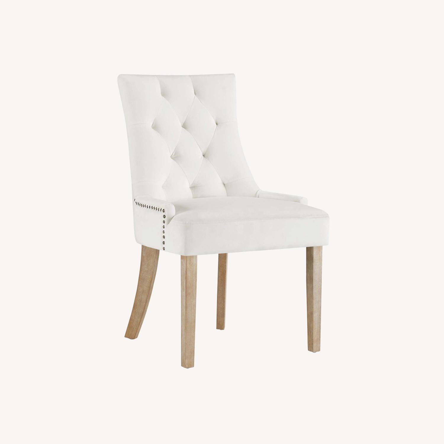 Modern Dining Chair In Ivory Velvet Upholstery - image-6