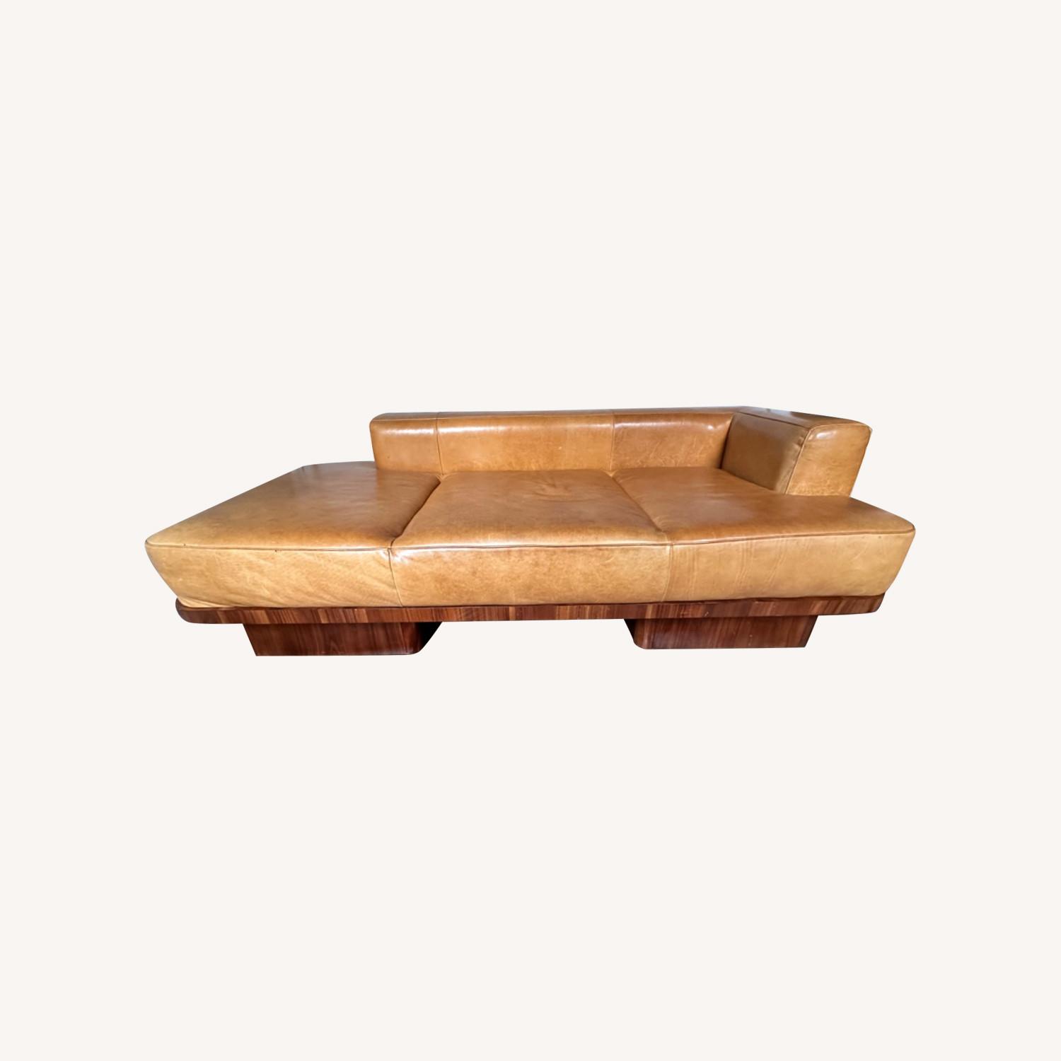 CB2 Serafin Brown Leather Daybed - image-0