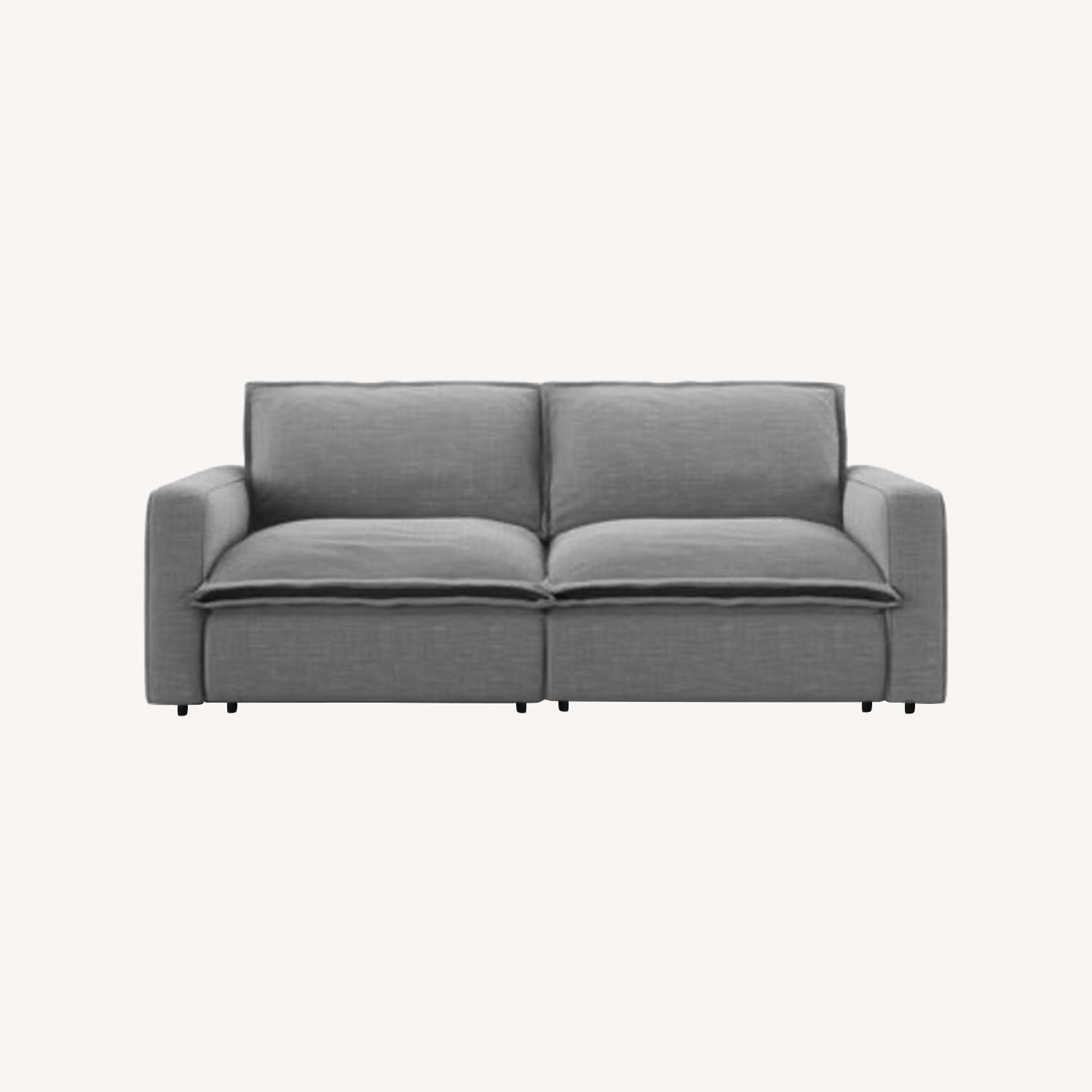 Homebody Gray Linen Reclining Sofa - image-0
