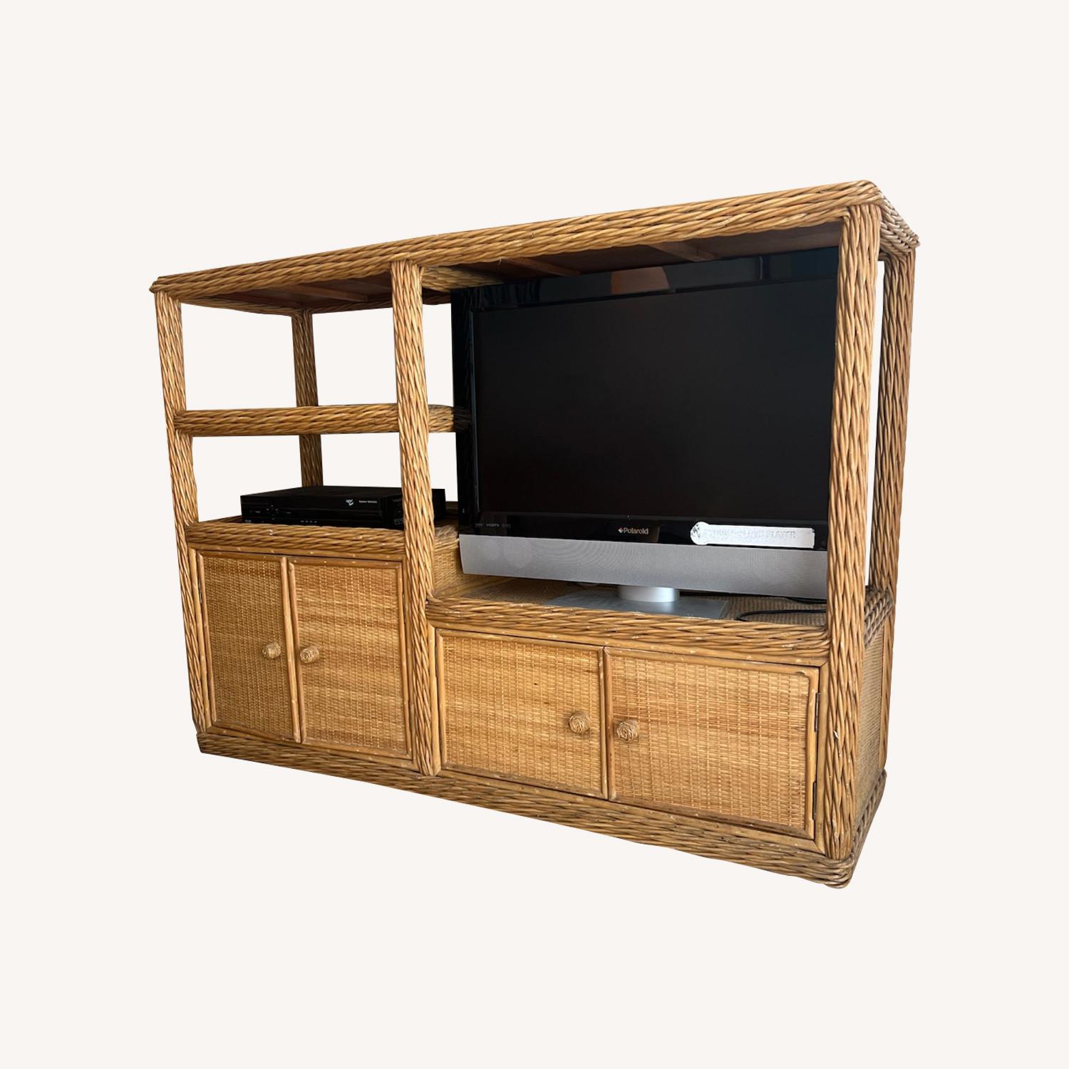 Wicker Bookshelf + Media Console - image-0