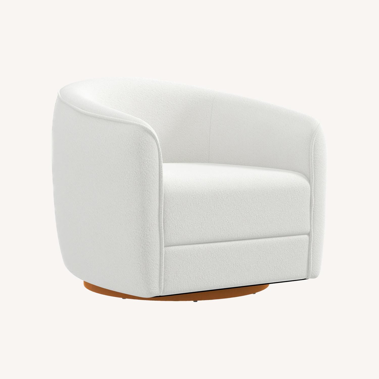 Spring Cream Boucle Swivel Chair - image-0