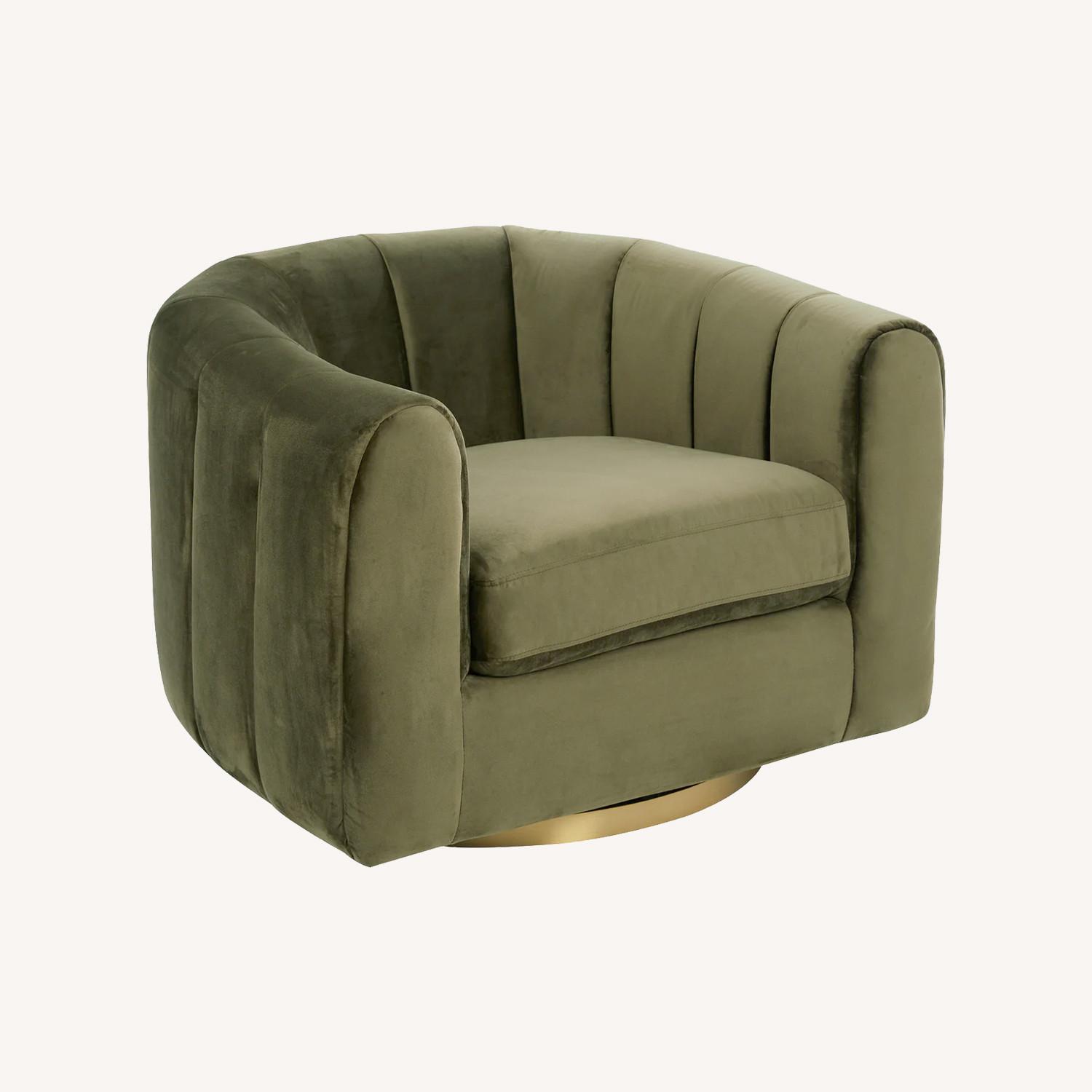 Covington Green Velvet Swivel Chair - image-0