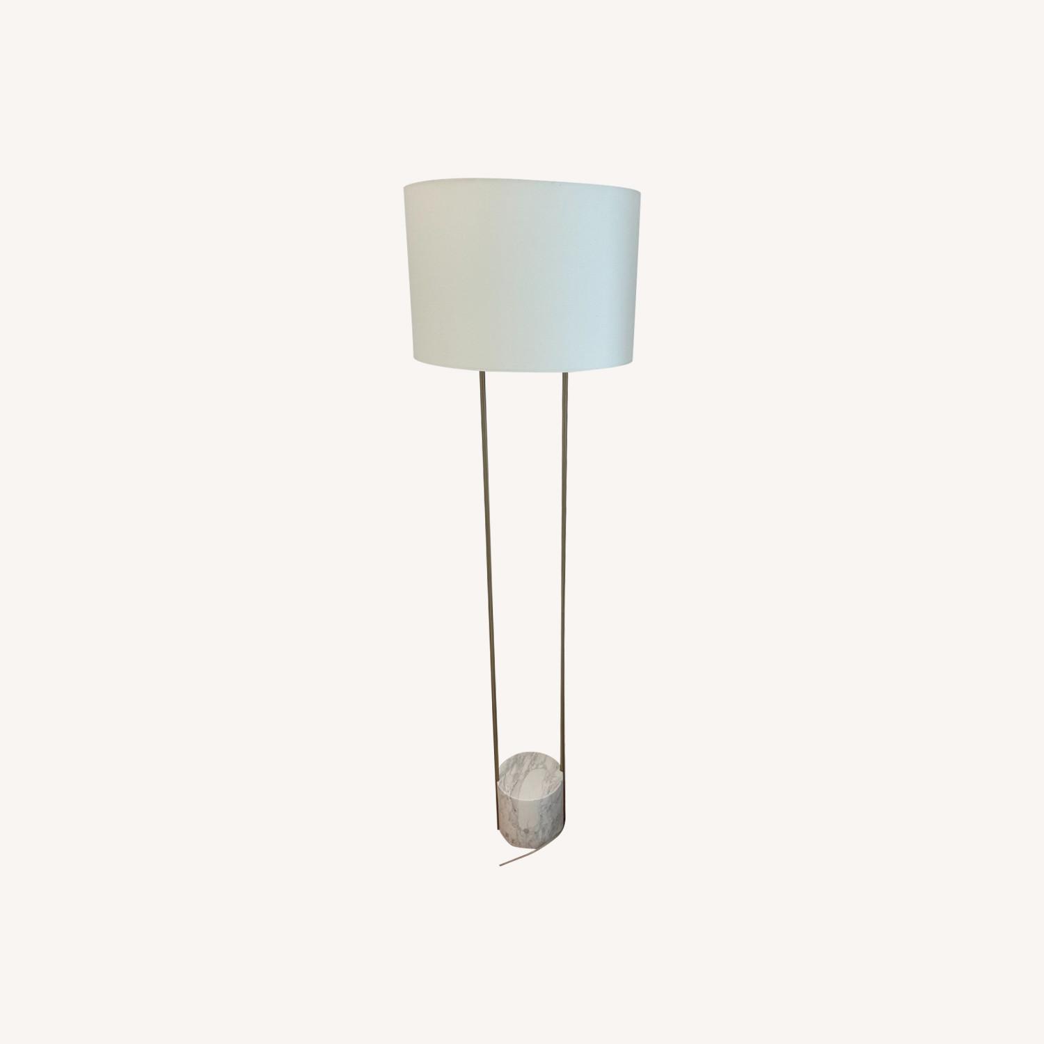 West Elm Floor Lamp Marble White Linen (67") - image-0