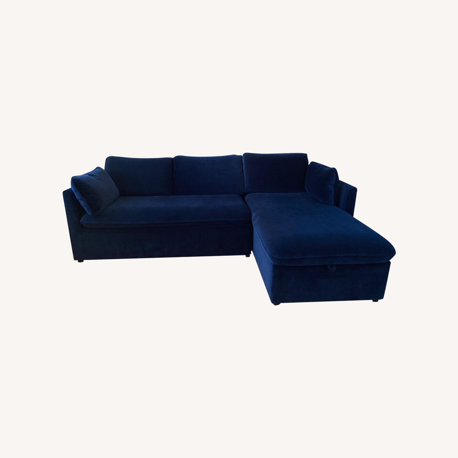 Article Velvet Tidal Blue Sofa Bed with Storage - image-0