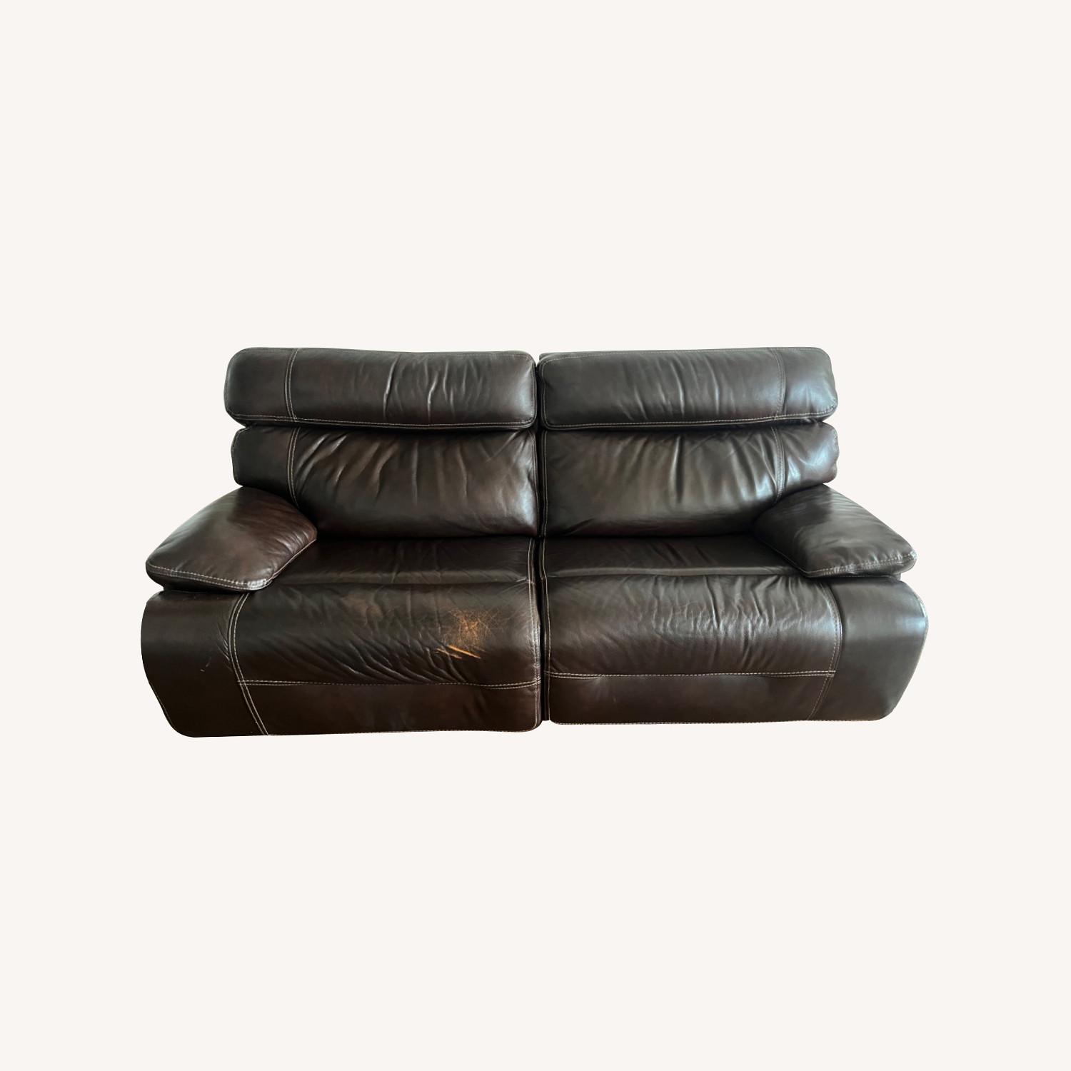 2 Seat Leather Power Recliner - image-0