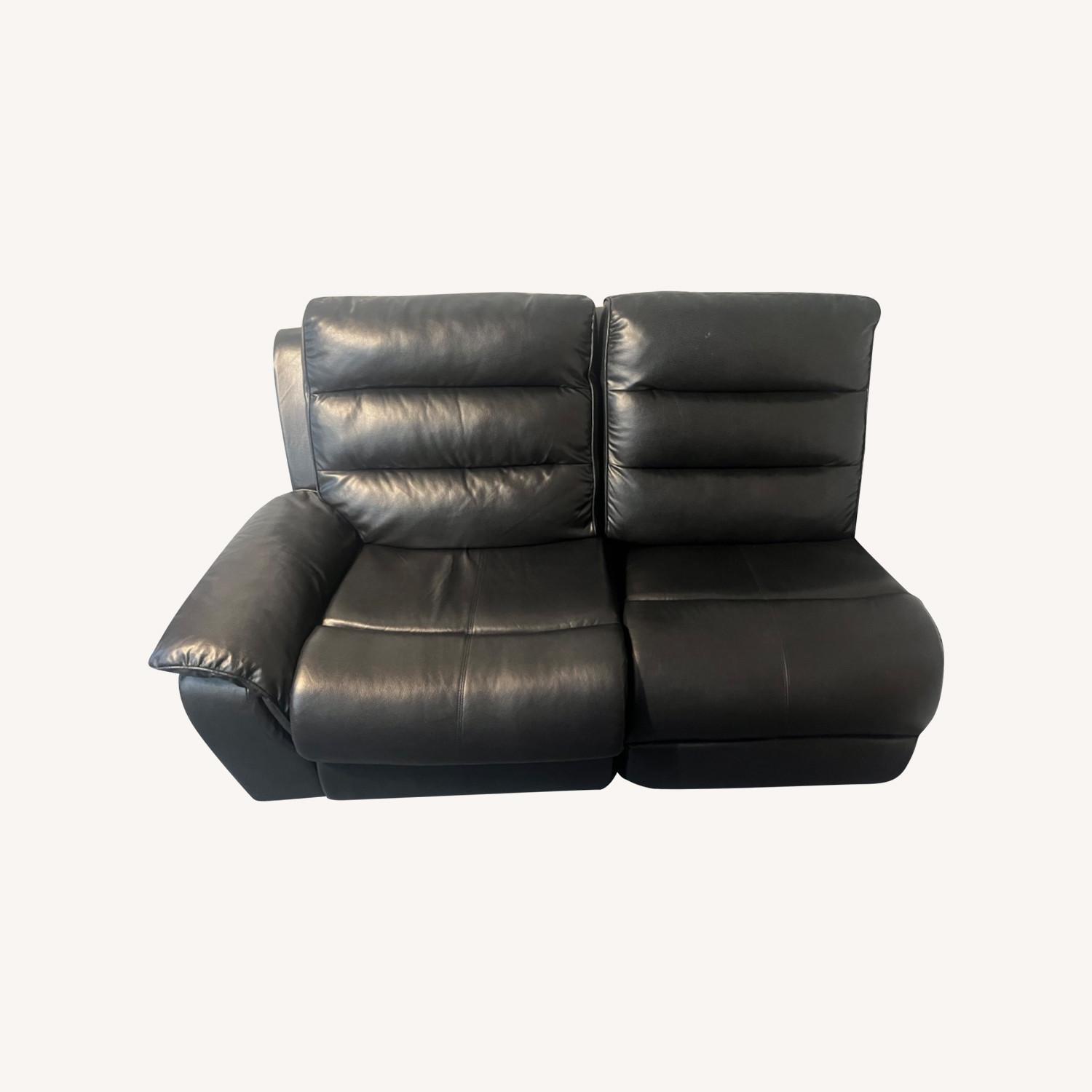 Raymour & Flanigan Leather Black Couch - image-5