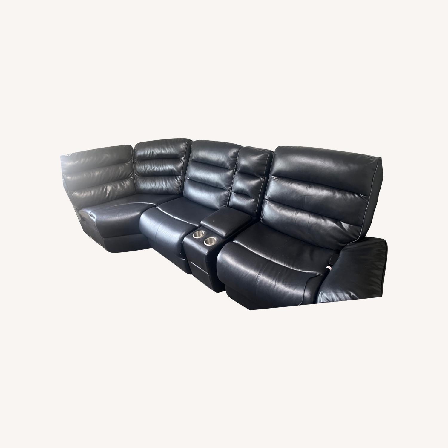 Raymour & Flanigan Leather Black Couch - image-0