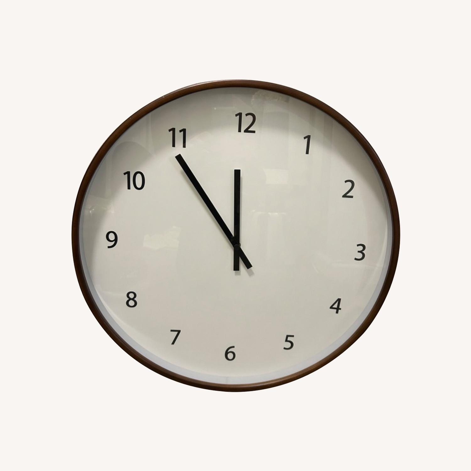 Crate & Barrel Modern Walnut Wall Clock - image-0