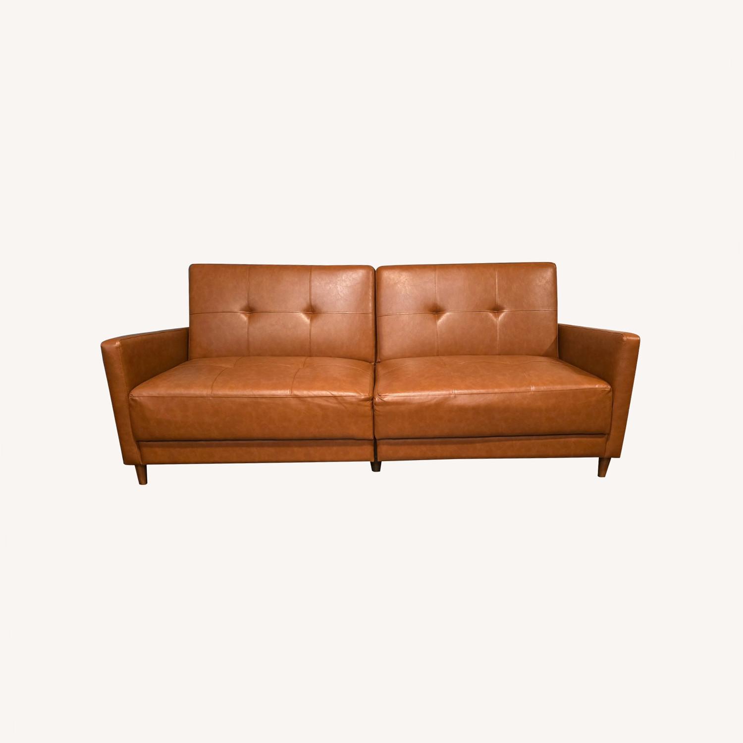 Atwater Living Adam Coil Futon, Camel Faux Leather - image-0